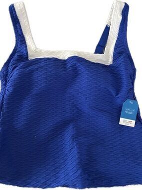 Lands end texture neck tankini swim top